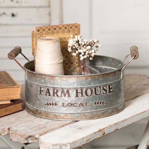 RUSTIC FARMHOUSE LOCAL METAL BASKET - Avenue of Oaks Decor