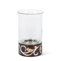 GG Collection Mango Wood with Metal Inlay Gold Leaf and Vine 12"H Candleholder - Avenue of Oaks Decor