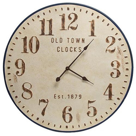 OLD TOWN DISTRESSED METAL CLOCK - Avenue of Oaks Decor