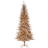 Rose Gold Tuscany Tinsel Tree, 7.5 ft. Pre-Lit Clear Lights - Avenue of Oaks Decor