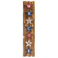 WELCOME AMERICANA WOODEN SIGN WITH METAL STARS - Avenue of Oaks Decor
