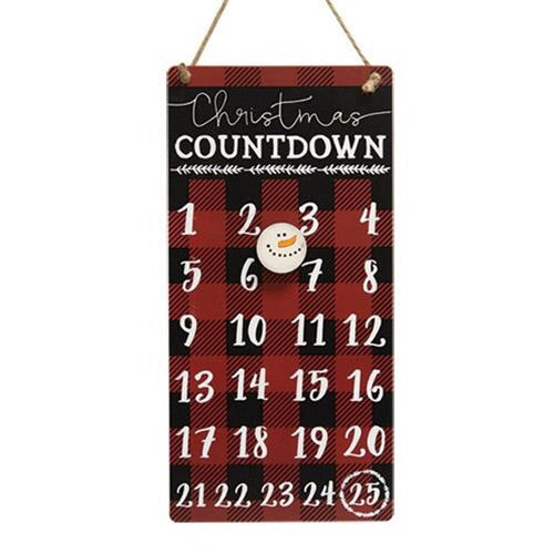 Buffalo Check Christmas Countdown Metal Calendar - Avenue of Oaks Decor
