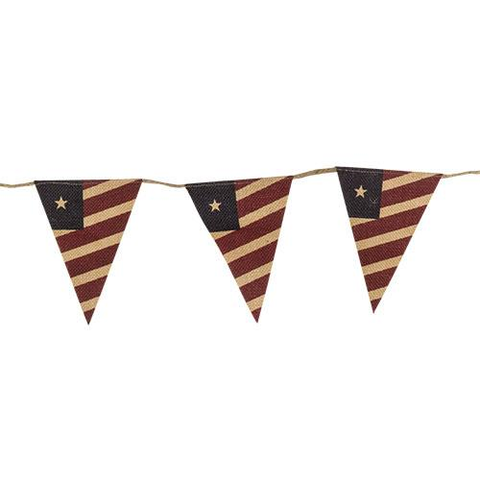 BURLAP PENNANT AMERICAN FLAG GARLAND - Avenue of Oaks Decor