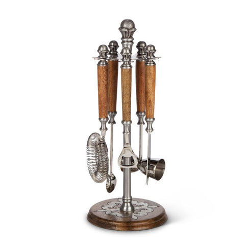 The GG Collection Gracious Goods Bartool Stand with 5 Hanging Bar Tools - Avenue of Oaks Decor