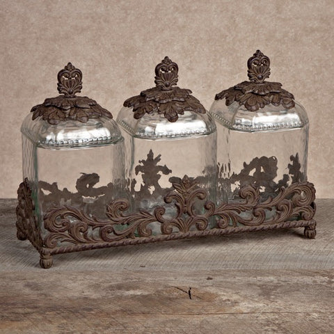 The GG Collection Gracious Goods Provencial Glass Canister Set - Avenue of Oaks Decor